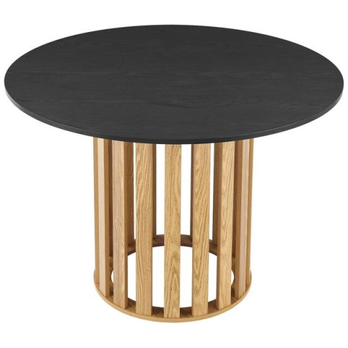 Design Square Ximena Round Wooden Kitchen Dining Table 110cm Oak/Black