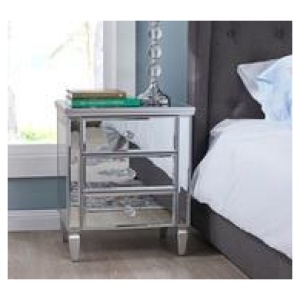 Diamond Bedside Table Mirror 3 Drawer