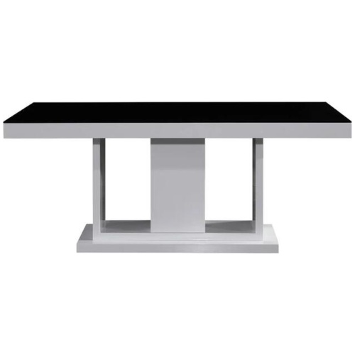 Dining Table in Rectangular Shape High Glossy MDF Wooden Base Combination of Black & White Colour