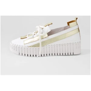 Django & Juliette Barants Dj White Pale Gold Leather White Pale Gold Sneakers Womens Shoes Casual Casual Sneakers