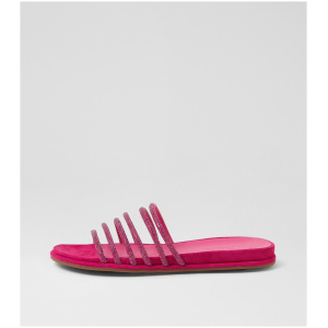 Django & Juliette Battar Dj Fuchsia Jewel Fabric Suede Fuchsia Jewel Sandals Womens Shoes Dress Sandals Flat Sandals