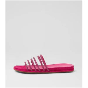 Django & Juliette Battar Dj Fuchsia Jewel Fabric Suede Fuchsia Jewel Sandals Womens Shoes Dress Sandals Flat Sandals