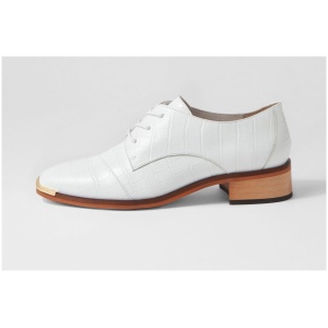 Django & Juliette Fesla Dj White Croc Leather White Shoes Womens Shoes Casual Heeled Shoes