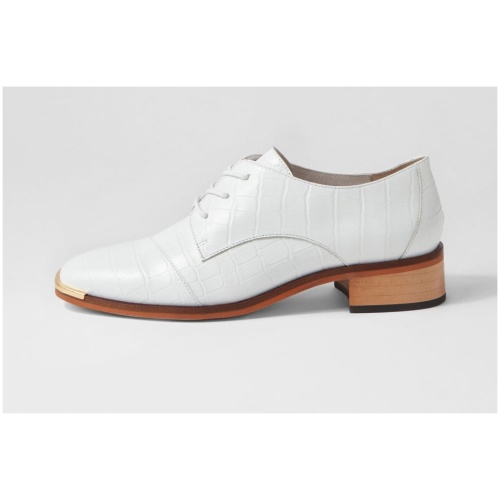 Django & Juliette Fesla Dj White Croc Leather White Shoes Womens Shoes Casual Heeled Shoes