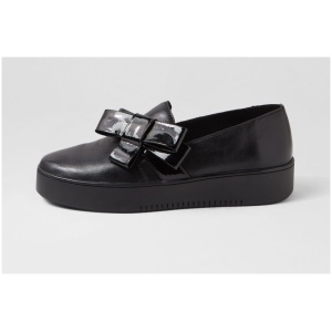 Django & Juliette Lokki Dj Black Black Leather Patent Black Black Sneakers Womens Shoes Casual Casual Sneakers