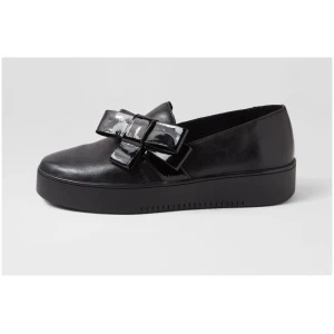 Django & Juliette Lokki Dj Black Black Leather Patent Black Black Sneakers Womens Shoes Casual Casual Sneakers
