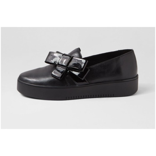 Django & Juliette Lokki Dj Black Black Leather Patent Black Black Sneakers Womens Shoes Casual Casual Sneakers