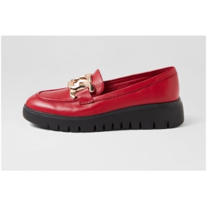 Django & Juliette Marah Dj Dk Red Black Sole Leather Dk Red Black Sole Shoes Womens Shoes Casual Flat Shoes
