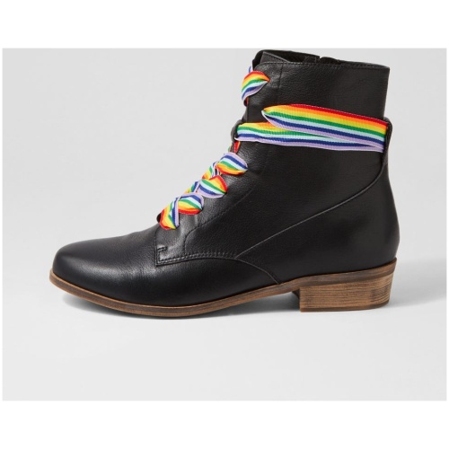 Django & Juliette Serge Dj Black Leather Black Boots Womens Shoes Casual Ankle Boots
