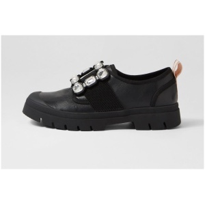 Django & Juliette Stay Dj Black Leather Black Shoes Womens Shoes Casual Flat Shoes