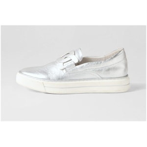 Django & Juliette Yinnit Dj Silver White Leather Silver White Sneakers Womens Shoes Casual Casual Sneakers