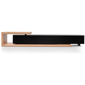 Dwell Extendable TV Entertainment Unit - Natural Oak - Black matt by Interior Secrets - AfterPay Available