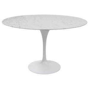 Eero Saarinen Replica Scandinavian Tulip Round Marble Kitchen Dining Table 120cm - White - 120cm
