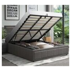 Elaine Gas Lift Storage King Bed Grey