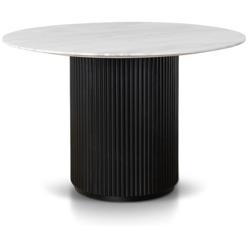 Elino 1.2m Round White Marble Dining Table - Black by Interior Secrets - AfterPay Available