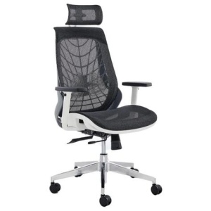 Elliot Office Computer Work Task Chair - White Frame, Black - White
