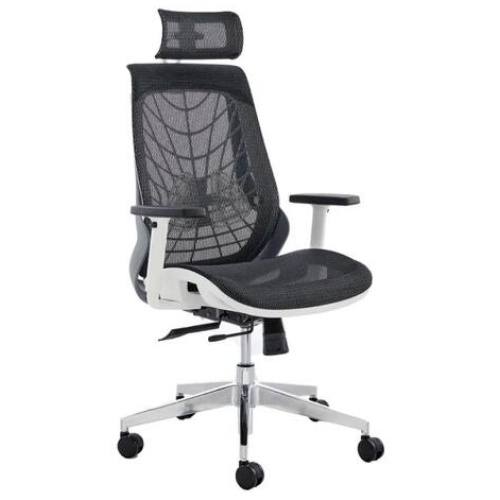 Elliot Office Computer Work Task Chair - White Frame, Black - White