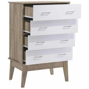 Endo Tallboy Chest of 4-Drawers Tallboy Storage Cabinet - Natural / White