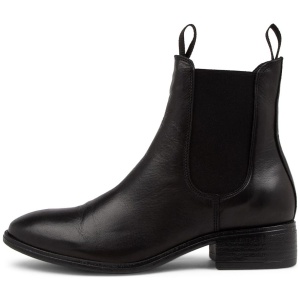 Eos Celina Eo Black Leather Black Boots Womens Shoes Casual Ankle Boots