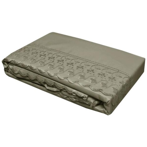 Essentially Home Living Machine Lace Embroidered Sheet Set Single Mocha