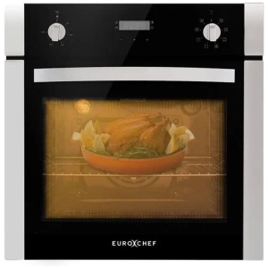 EuroChef 60cm Grill 8 Function Fan Forced 70L Built-in Oven - Stainless Steel