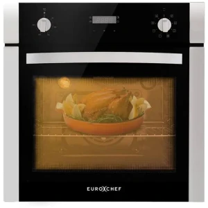 EuroChef 60cm Grill 8 Function Fan Forced 70L Built-in Oven - Stainless Steel