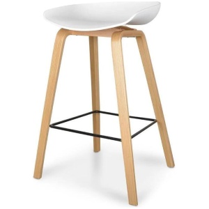 Ex Display - Rachel 65cm Bar Stool - White And Natural by Interior Secrets - AfterPay Available