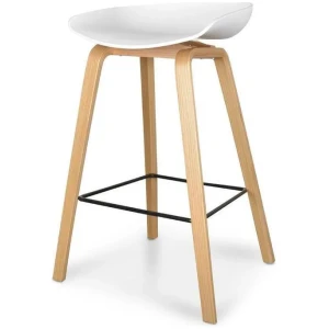 Ex Display - Rachel 65cm Bar Stool - White And Natural by Interior Secrets - AfterPay Available