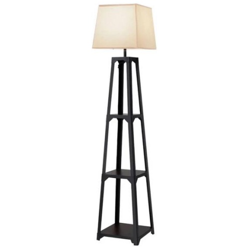 Floor Lamp 3 Tier Shelf Storage LED Light Stand Home Room Vintage White