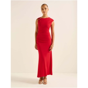 Forever New Women's Alyssa Asymmetrical Midi Dress in Red
