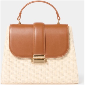 Forever New Women's Billie Basket Top Handle Bag in Tan/Natural Weave
