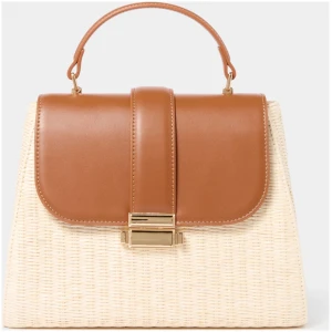 Forever New Women's Billie Basket Top Handle Bag in Tan/Natural Weave