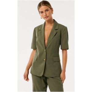 Forever New Women's Bowie Petite Short Sleeve Jacket in Khaki Suit