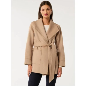 Forever New Women's Cami Stitch Detail Felled Coat in Camel