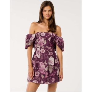 Forever New Women's Jacquie Off Shoulder Mini Dress in Berry Layla