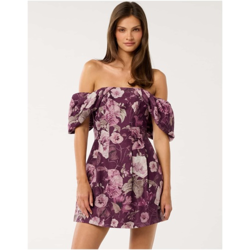 Forever New Women's Jacquie Off Shoulder Mini Dress in Berry Layla