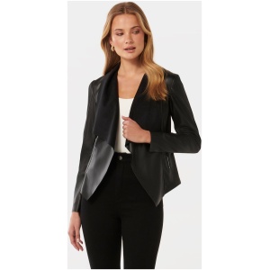 Forever New Women's Kris PU Waterfall Jacket in Black