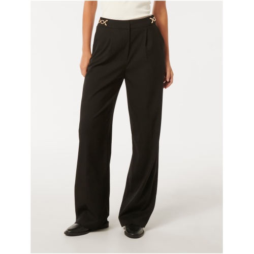 Forever New Women's Remi Trim Detail Straight Pant in Black
