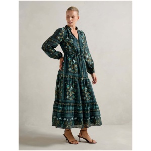 Forever New Women's Tara Printed Midi Dress in Green Bellview Floral