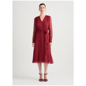 Fortuna Long Sleeve Silk Midi Dress