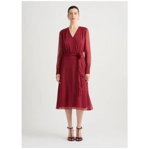 Fortuna Long Sleeve Silk Midi Dress