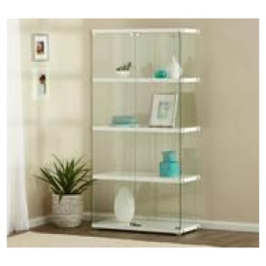 Gallery Glass Display Cabinet White 4 Shelf