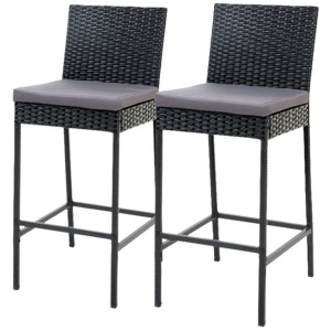 Gardeon 2-Piece Outdoor Bar Stools Dining Chair Bar Stools Rattan Furniture