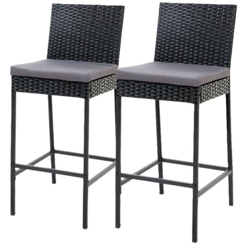 Gardeon 2-Piece Outdoor Bar Stools Dining Chair Bar Stools Rattan Furniture