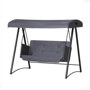 Gardeon Rattan Swing Chair with Canopy Outdoor Garden Bench 3 Seater Grey
