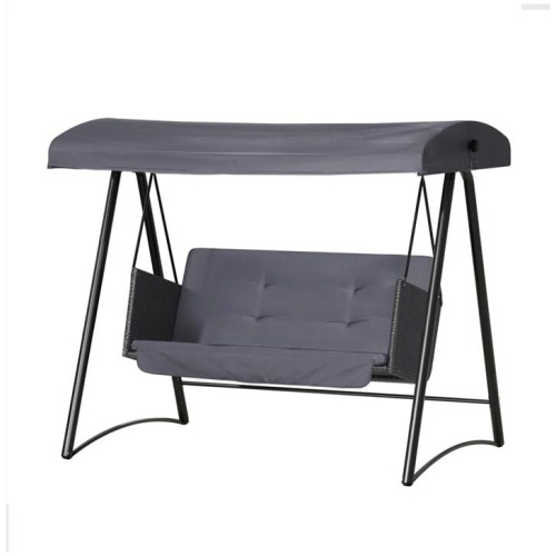 Gardeon Rattan Swing Chair with Canopy Outdoor Garden Bench 3 Seater Grey