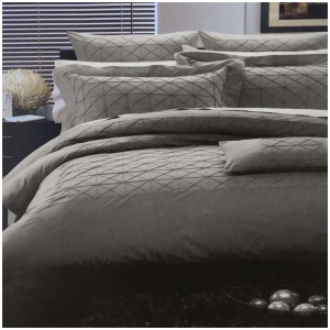 Geometric Tuck Linen Polyester Cotton Quilt Cover Set Queen
