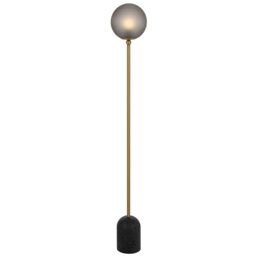 Gina Floor Lamp, Black, Dark Antique Brass, Smoke Glass