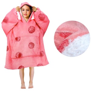 Girls Comfy Warm Blanket Hoodie with Sherpa Fleece Reverse Raspberry