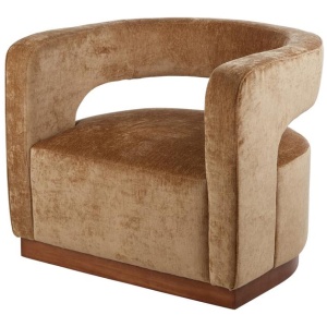 Grand Designs Gold Aged Velvet Armchair, Walnut
